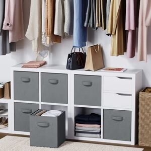 🔸️Gray Canvas Dual Handle Collapsible Storage Bin Set of 4